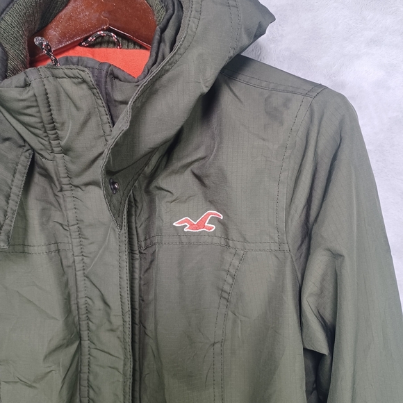 Hollister Girls Youth Large Green Hooded Winter Jacket Fleece Lined Zip Up Coat - Picture 4 of 13